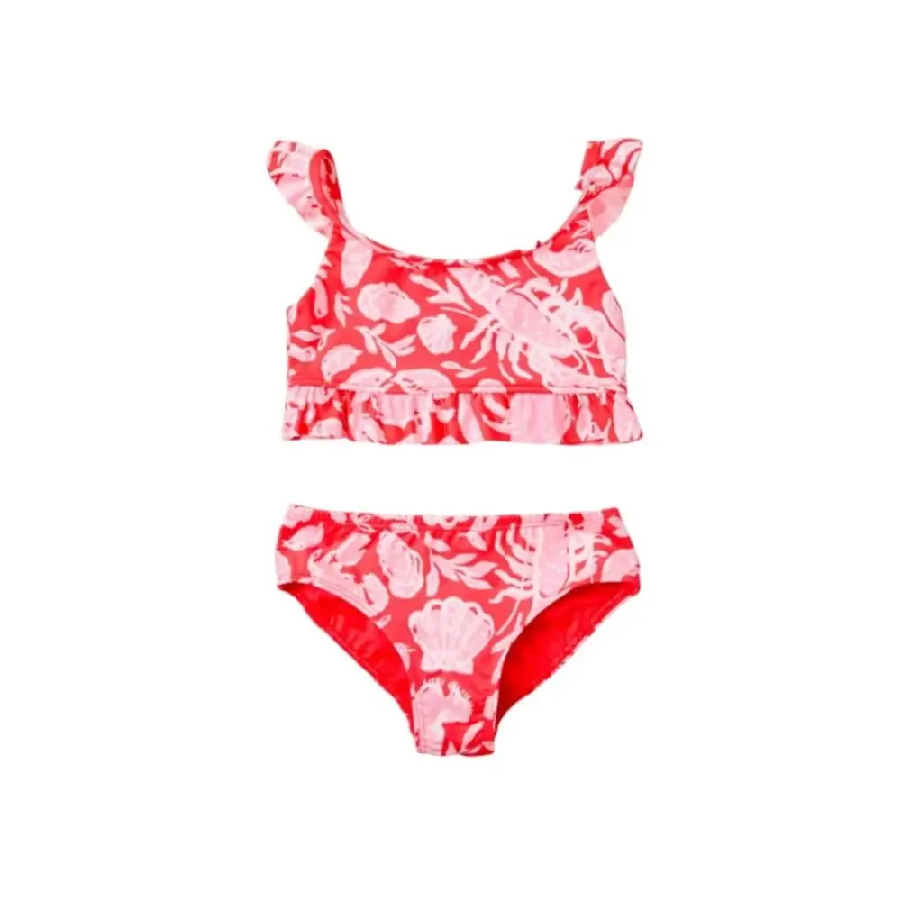 Lilly Pulitzer Girls 12 Cane Coral Crab UPF50+ Chrissy Bikini Set Swimsuit C20-2
